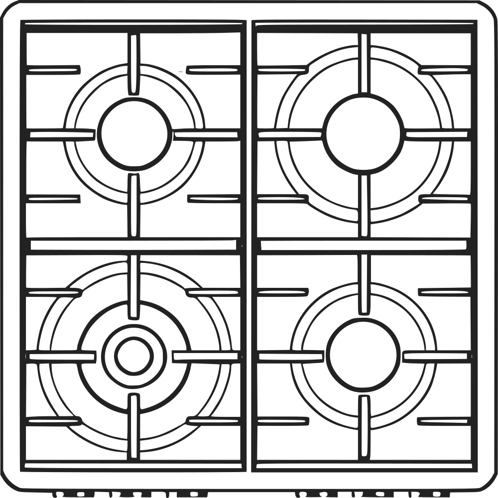 An outline drawing of a hob