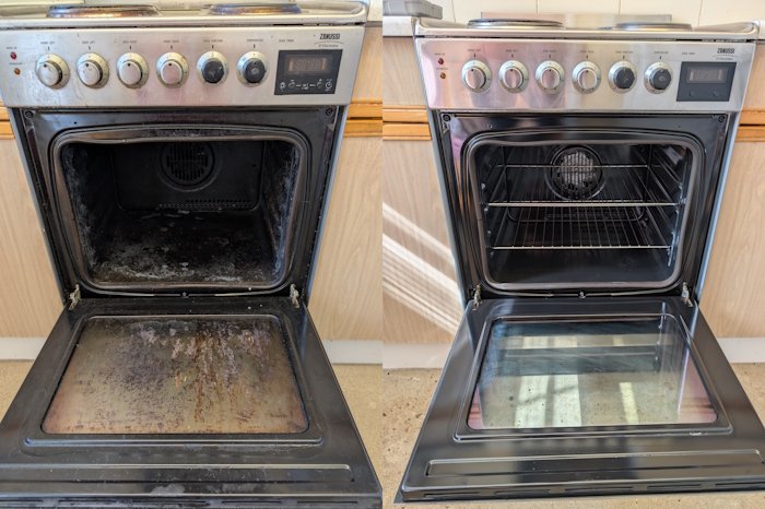 An example of our oven deep cleaning service results.