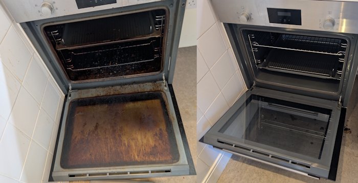 An example of our oven deep cleaning service results.